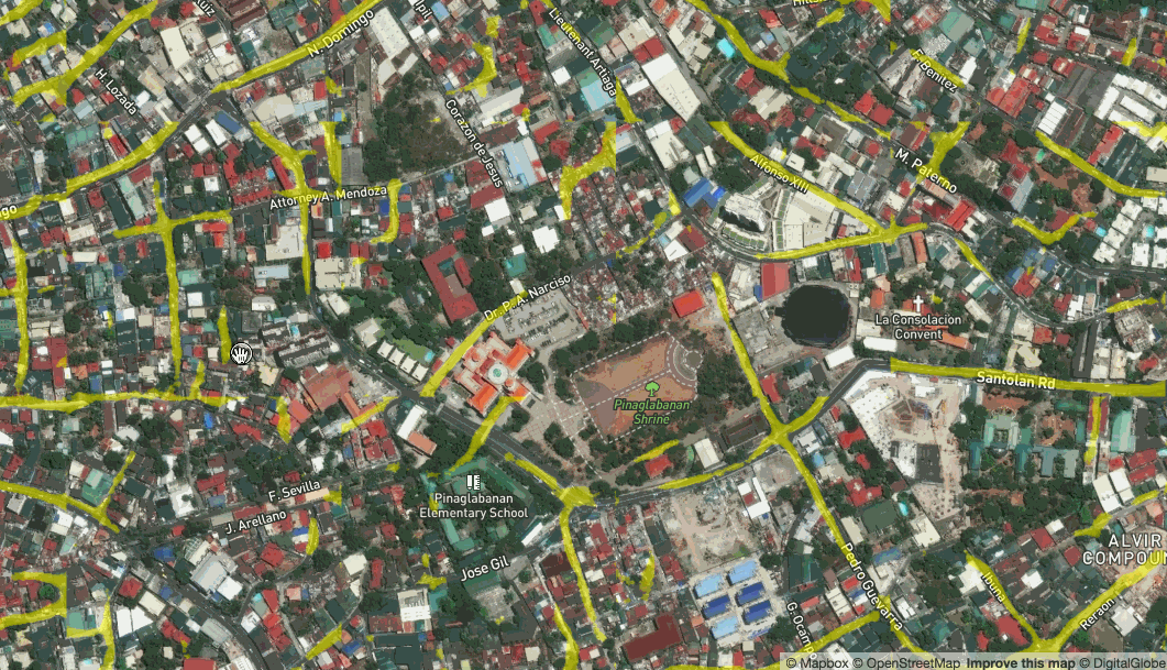 Live prediction of roads in Manilla, Philippines