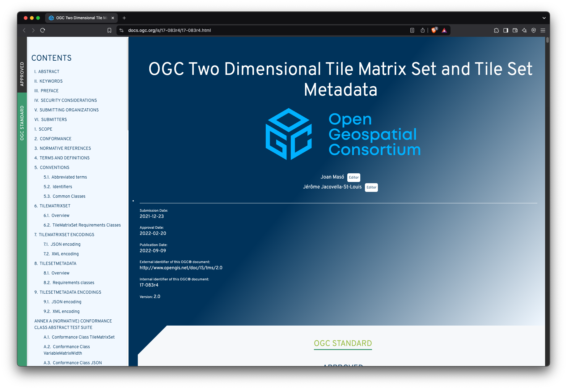 OGC TMS 2.0 Standard