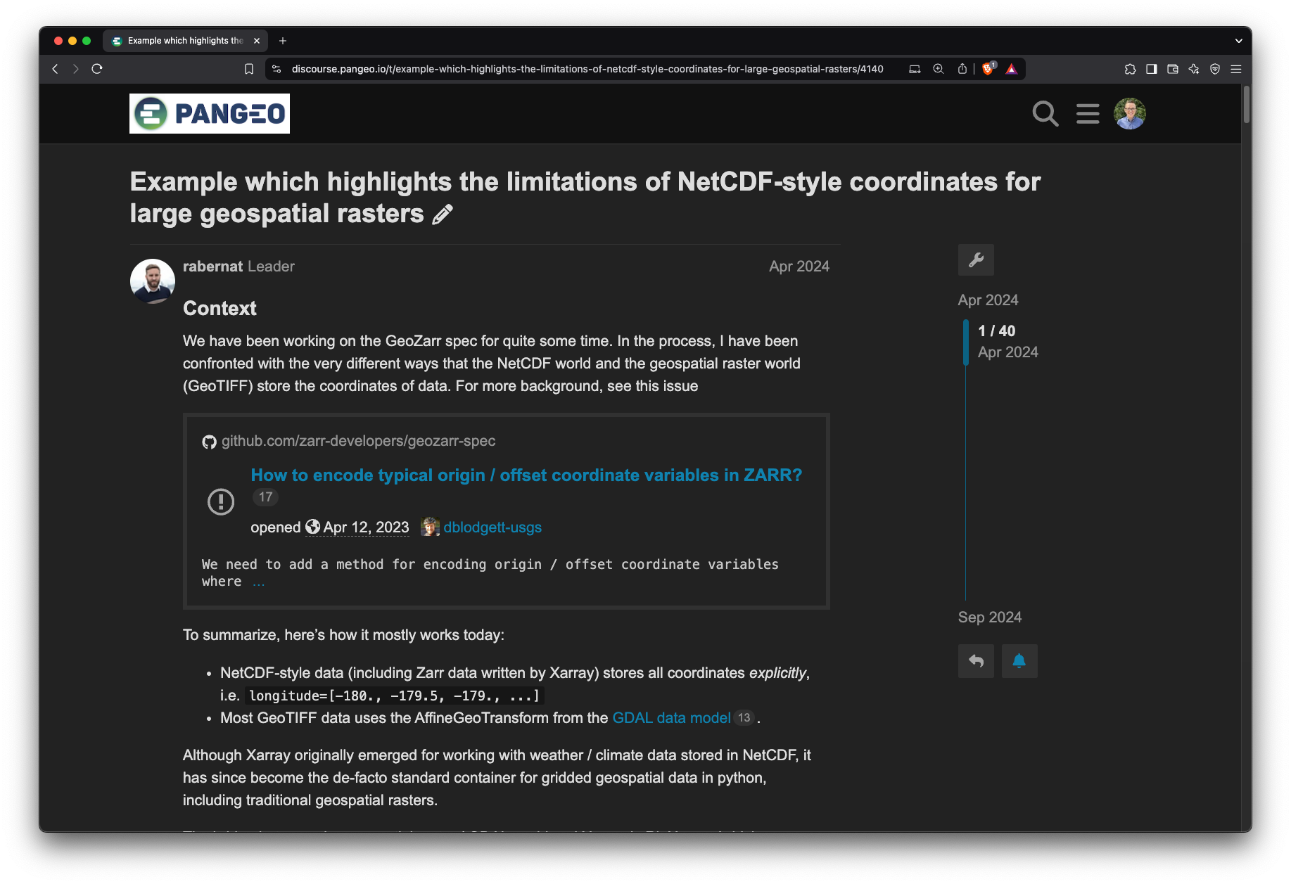 Pangeo issue on )NetCDF limitations