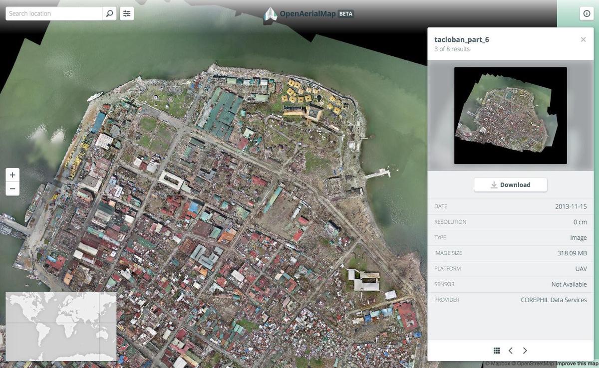 Imagery over Tacloban after Typhoon Yolanda, December 2013