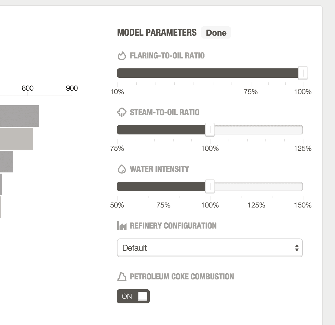 Model parameters allow the user to customize the model and data output