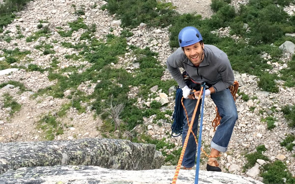 Tammo rock climbing Cannon Cliff in New Hampshire