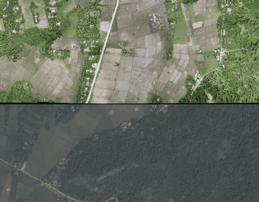 A newly constructed road in Baybay, Philippines. Imagery provided to OAM by SkyEye Inc.