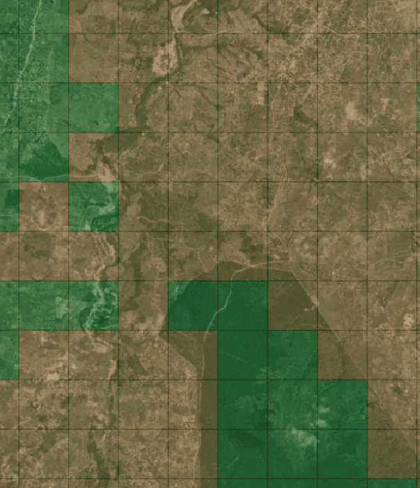 Grid overlaying a satellite image