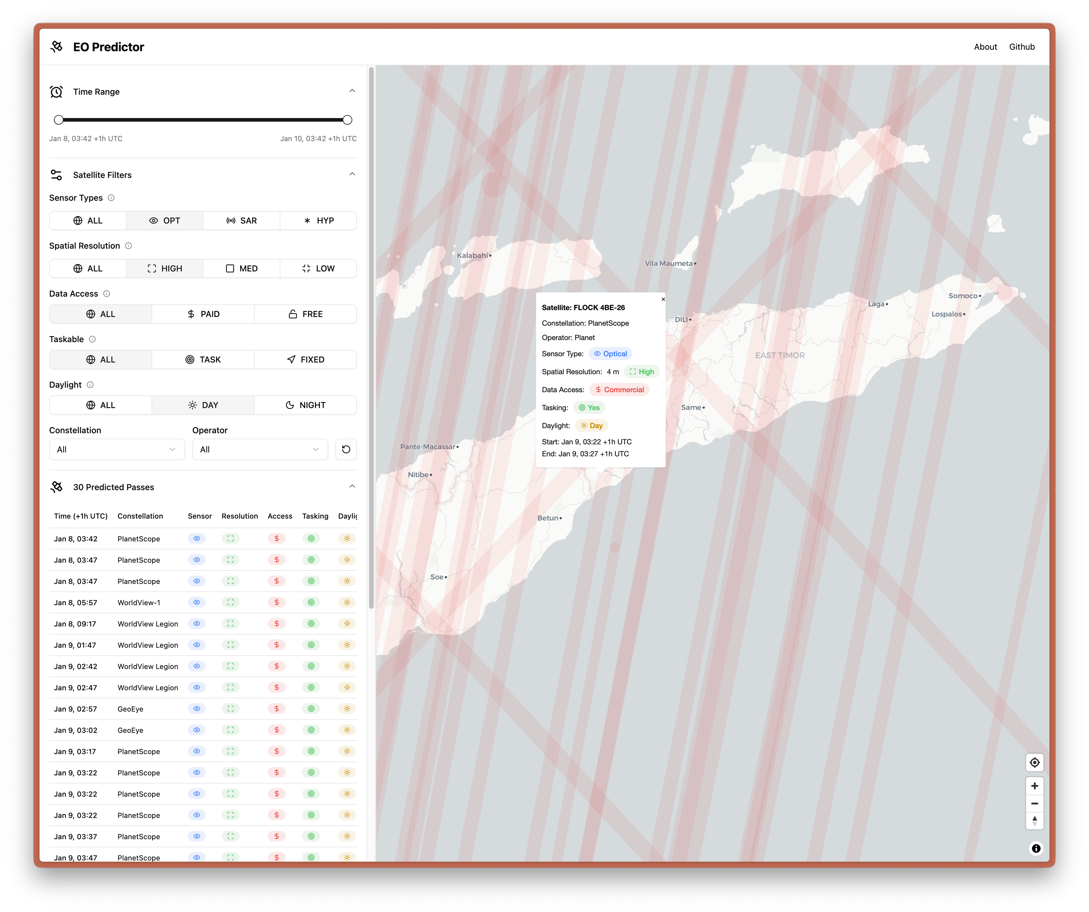 Screenshot of the new VEDA Fire Event Explorer