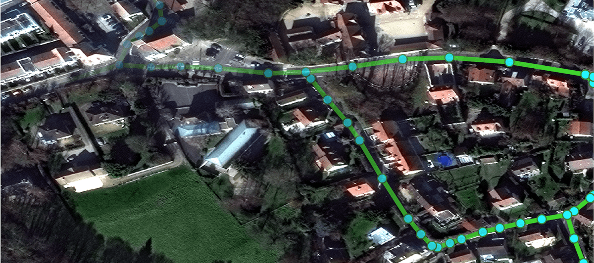 Satellite image and road network from the SpaceNet dataset.