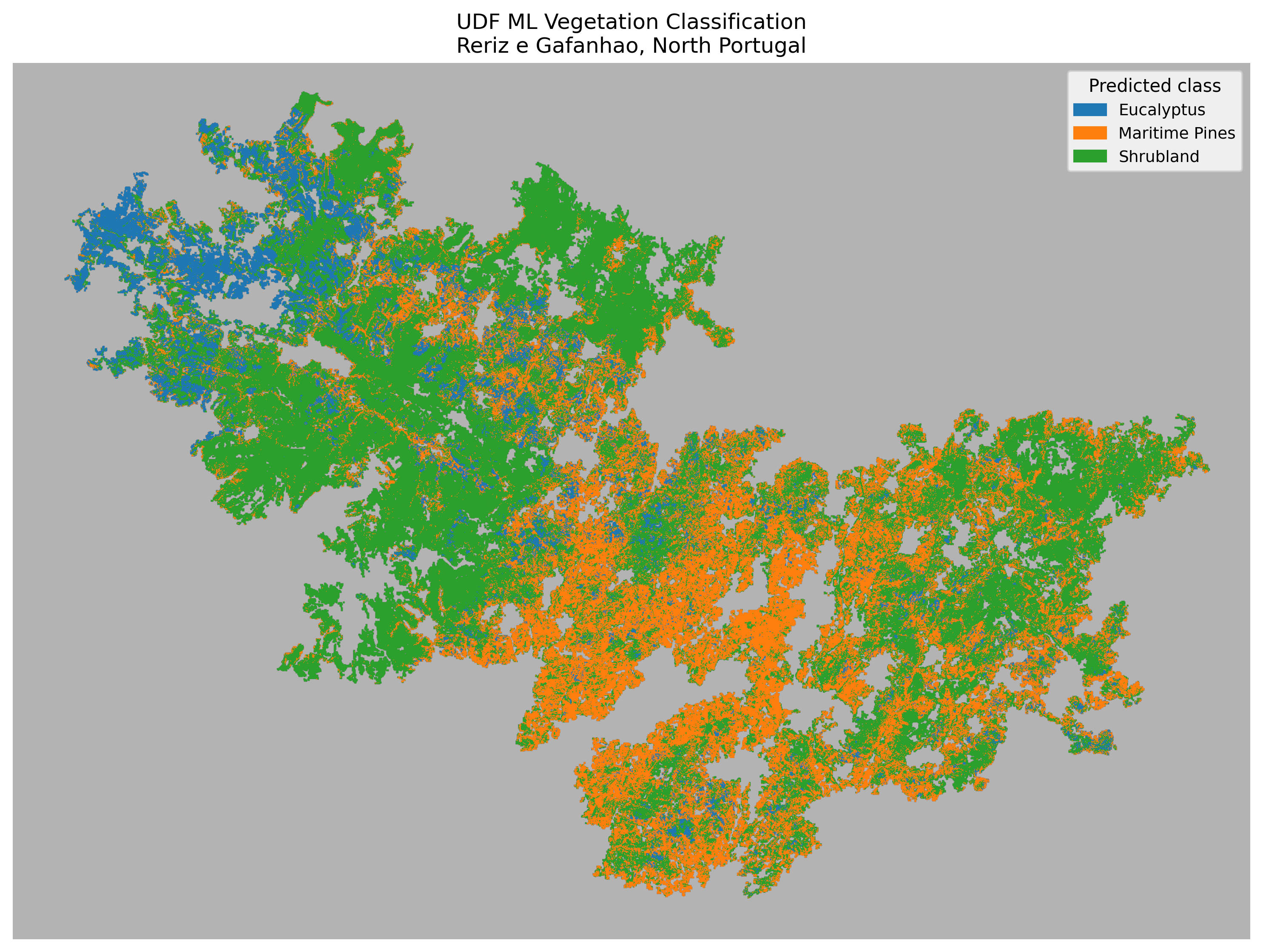 Animated map of the contiguous United States demonstrating browser-based visualization of a Cloud-Optimized GeoTIFF using deck.gl-raster. A control panel lets users toggle National Land Cover Database categories such as water, forest, wetlands, and developed land, showing how large raster datasets can be interactively explored without a server.