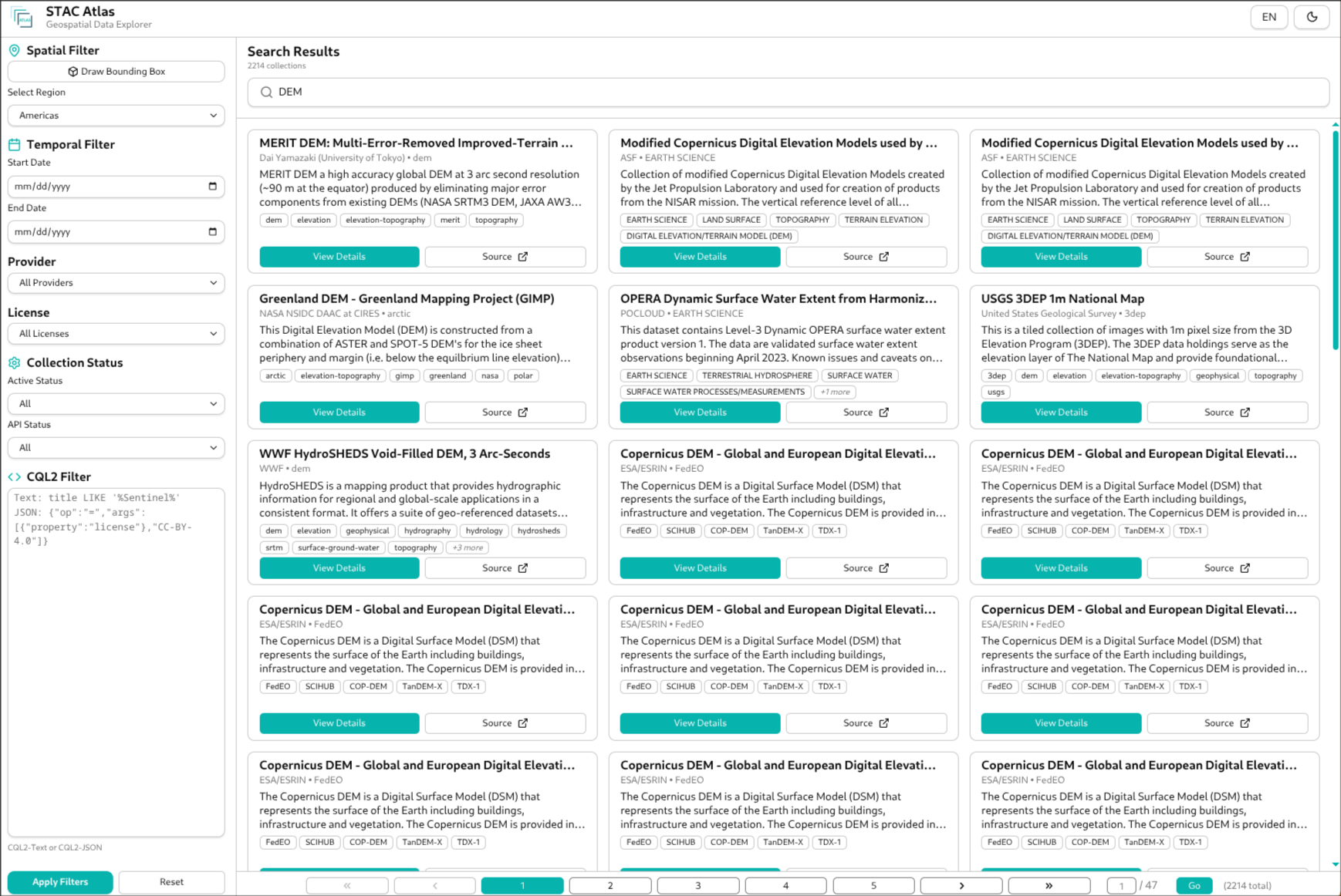 STAC Index Atlas website