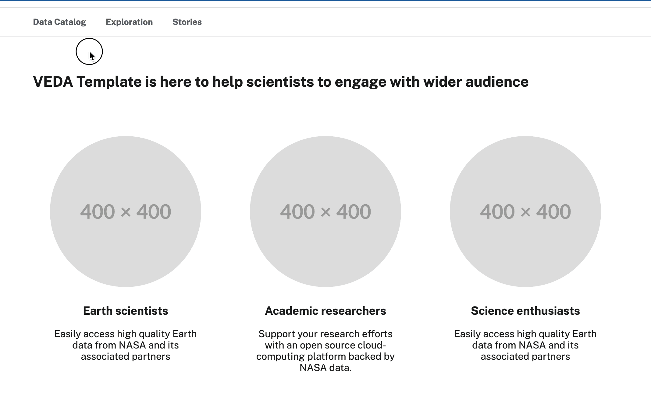 NASA VEDA's template instance