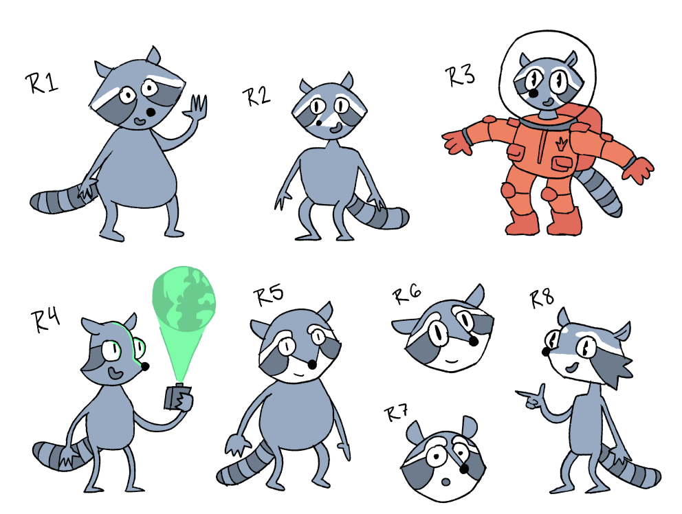 images of different astronaut raccoon illustrations